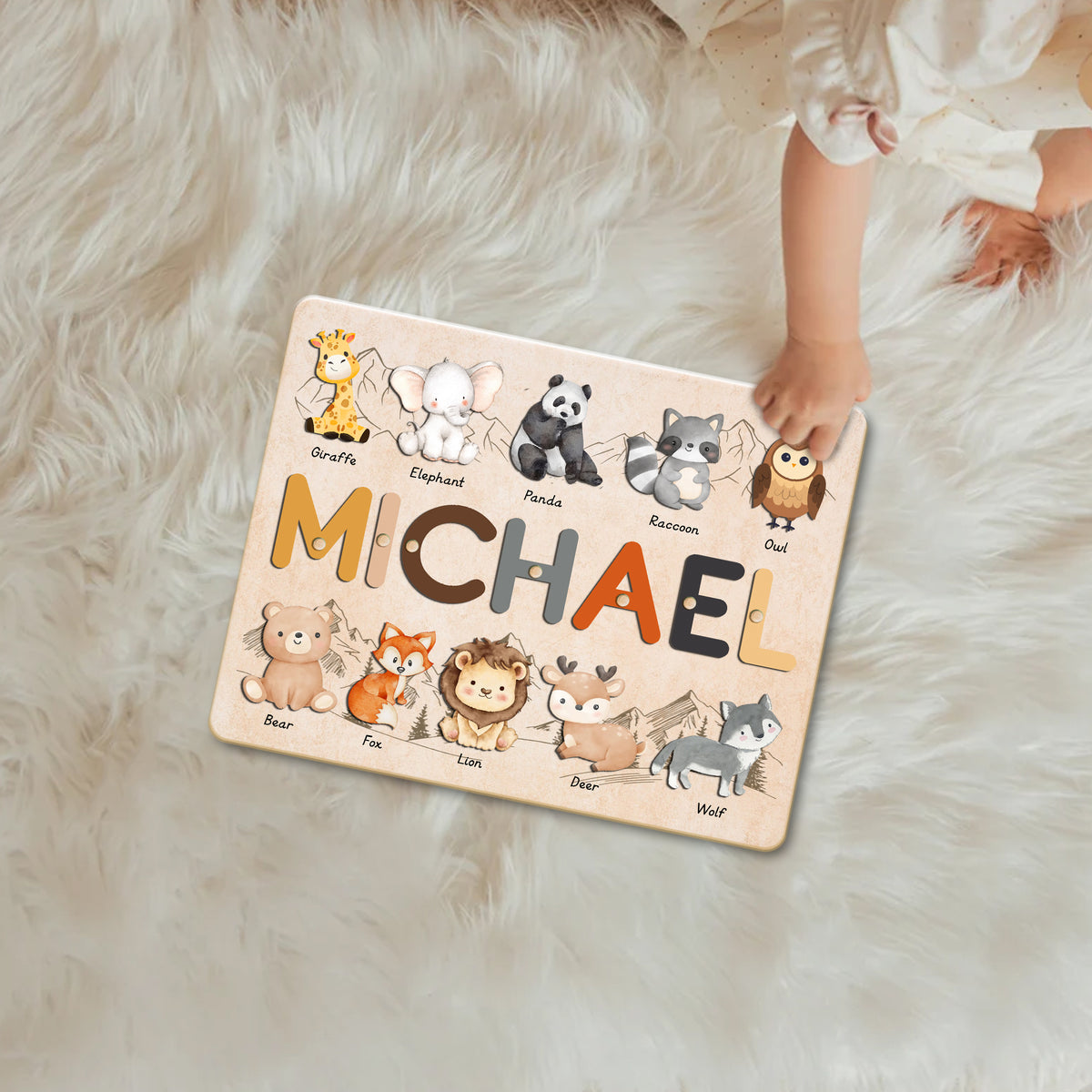 Animal Name Puzzle: Personalized Wooden Toys for Toddlers, Montessori Toys For Kids