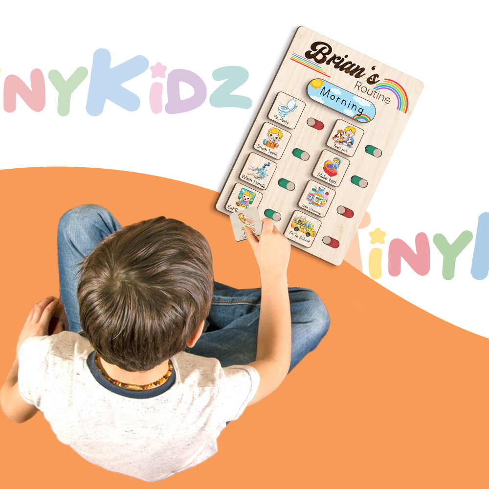 Personalized Wooden Toddler Routine Chart For Kids, Chart Of Chores For Kids, Behavior Chart For Kids