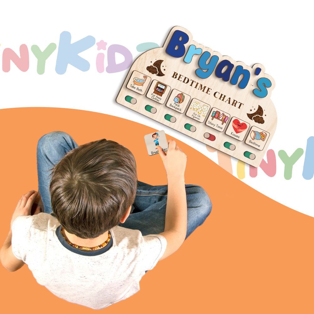 Personalized Wooden Bedtime Chart For Kids B