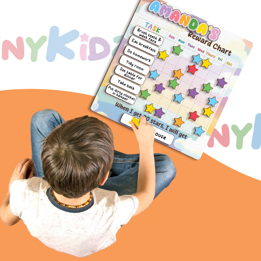 Personalized Wooden Chore Chart For Kids, Daily Routine Custom Name, Morning Routine Chart For Toddler