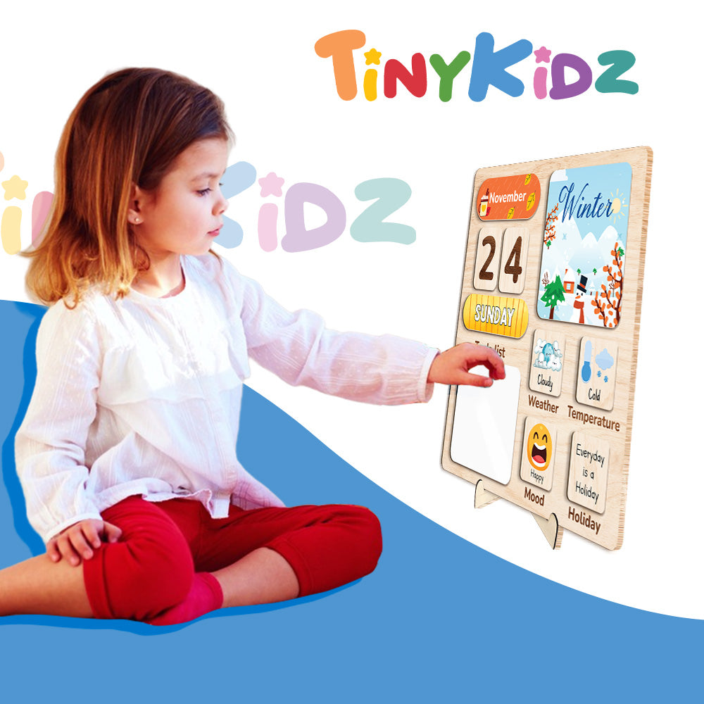 Montessori Toys Wooden Calendar For Kids Learning Day Month Weather, Chore Chart For Kids, Toddler Routine Chart
