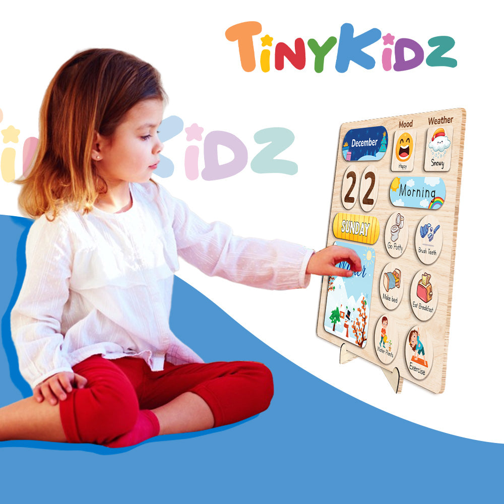 Wooden Daily Routine Chore Chart, Kid Calendar, Toddler Routine Chart, Behavior Chart For Kids