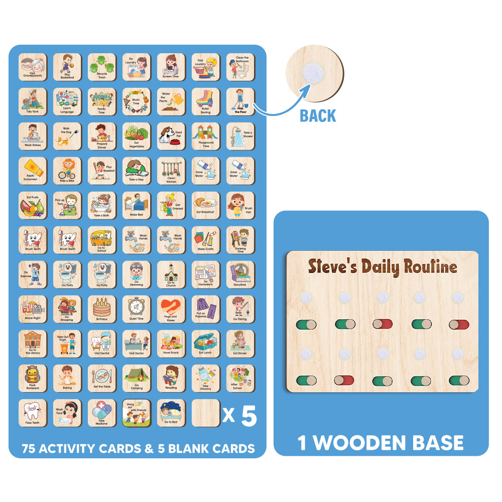Visual Schedule For Kids With Autism, Wooden Routine For Kids, Chore Chart For Kids, Chore Chart for Toddlers 3-5