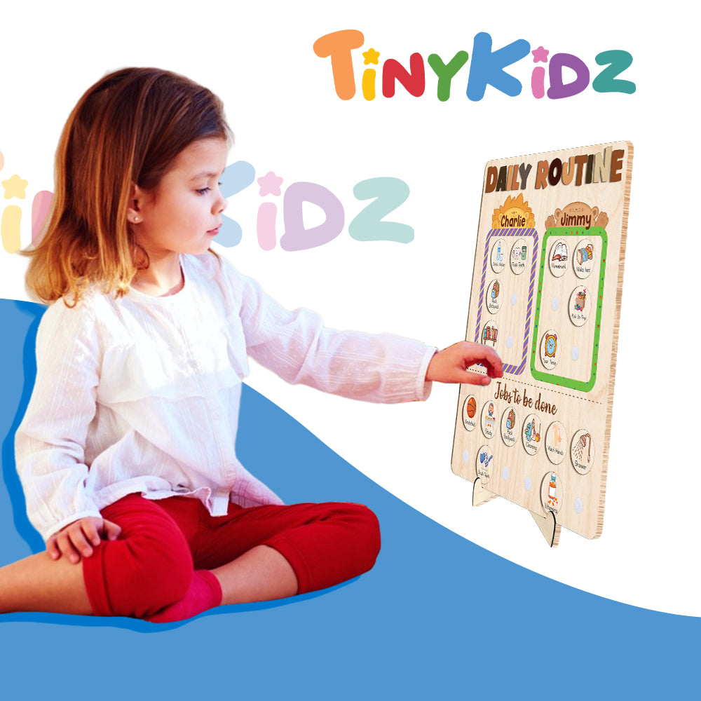 Wooden Chore List For Kids Multiple Kids, Daily Routine With Custom Name, Kid Checklist Morning Routine