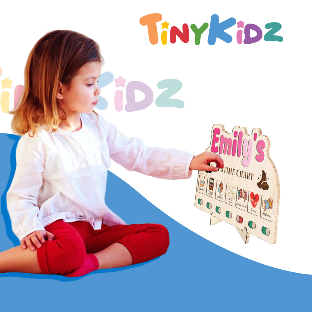 Personalized Wooden Bedtime Chart For Kids D