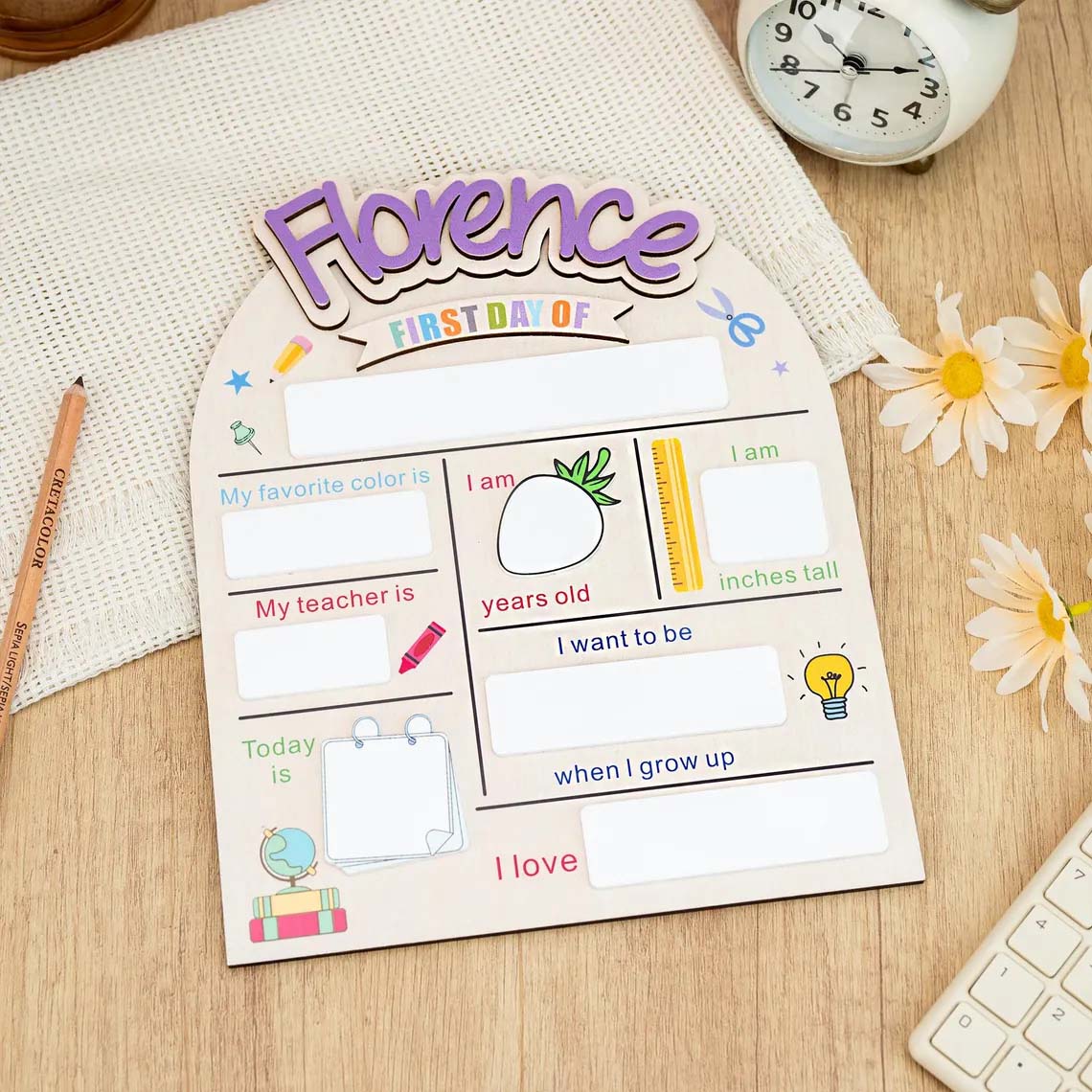 Back to School Sign, Kindergarten 1st Day of School Sign,Last Day of School Sign, School Board Custom Name