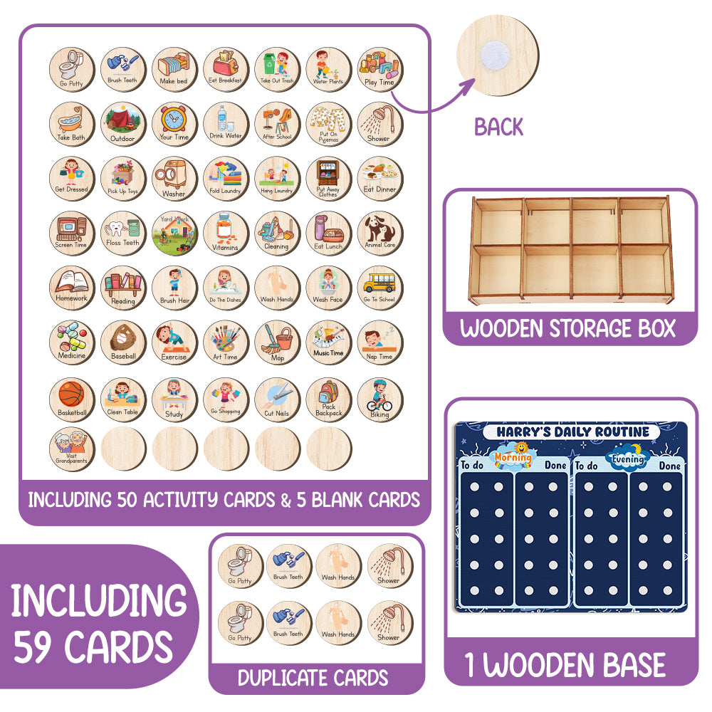 Personalized Wooden Daily Routine Chore Chart Chores For Boys, Toddler Routine Chart For Kids