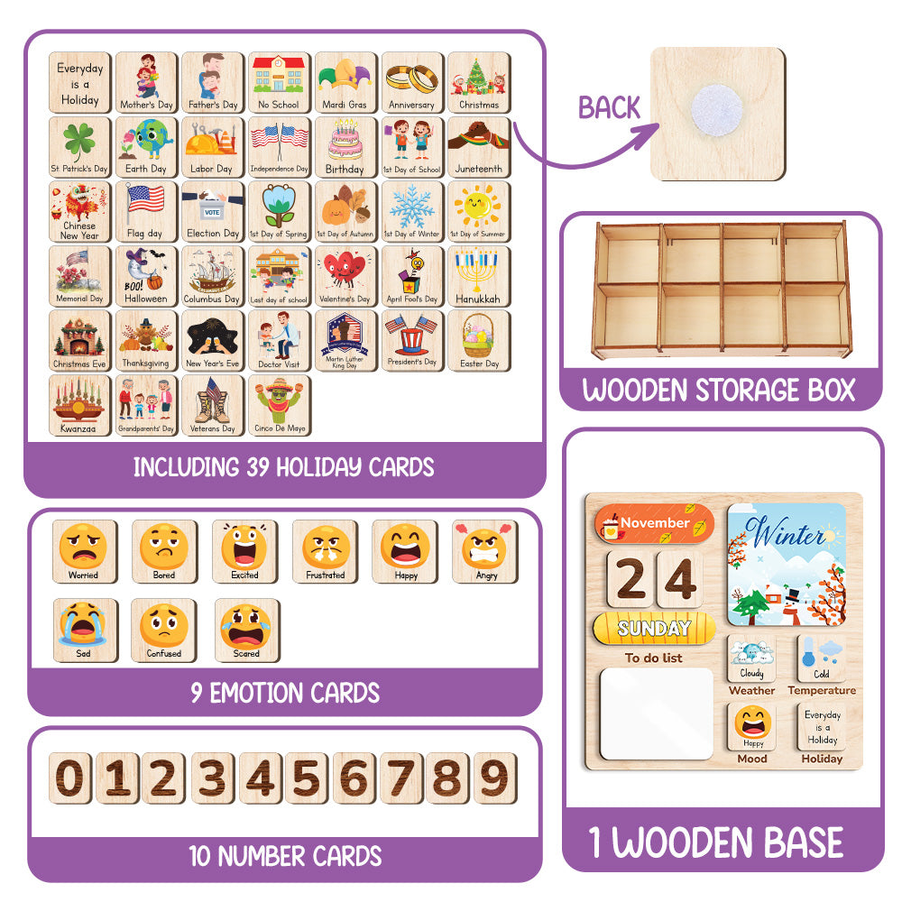Montessori Toys Wooden Calendar For Kids Learning Day Month Weather, Chore Chart For Kids, Toddler Routine Chart