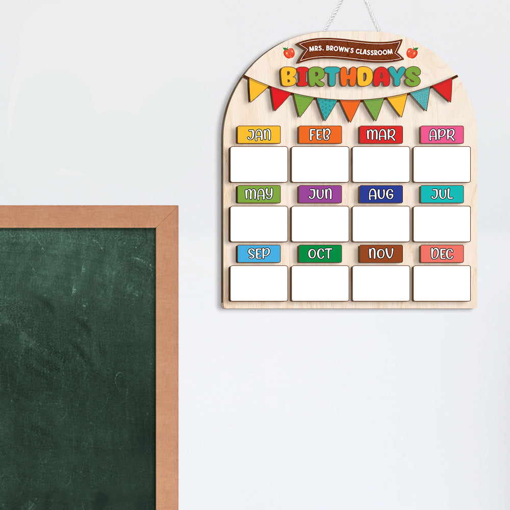 Personalized Wooden Birthday Chart Poster for Classroom, Birthday Calendar Class Birthday Chart Posters, Family Birthday Board, Back To School Teacher Supplies