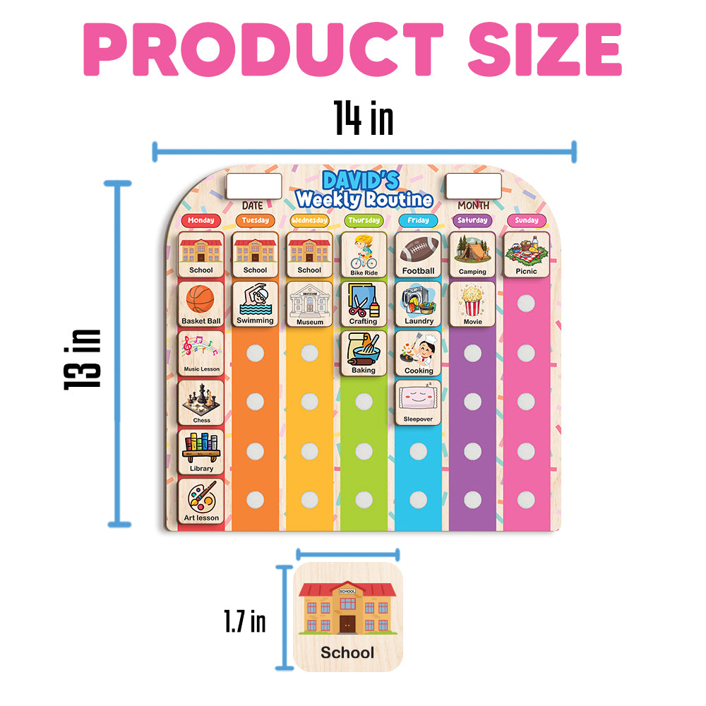 Personalized Wooden Weekly Chart For Kids, Toddler Routine Board, Toddler Days of the Week Board