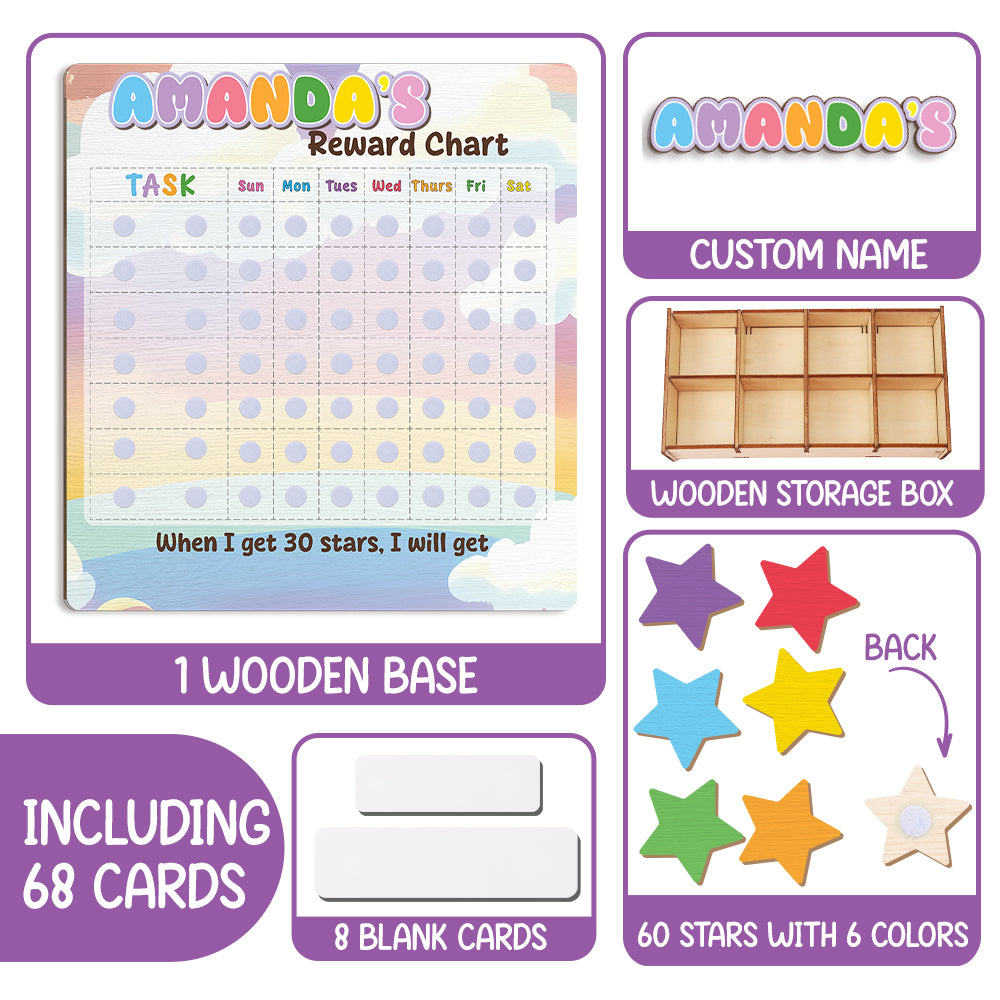 Personalized Wooden Chore Chart For Kids, Daily Routine Custom Name, Morning Routine Chart For Toddler