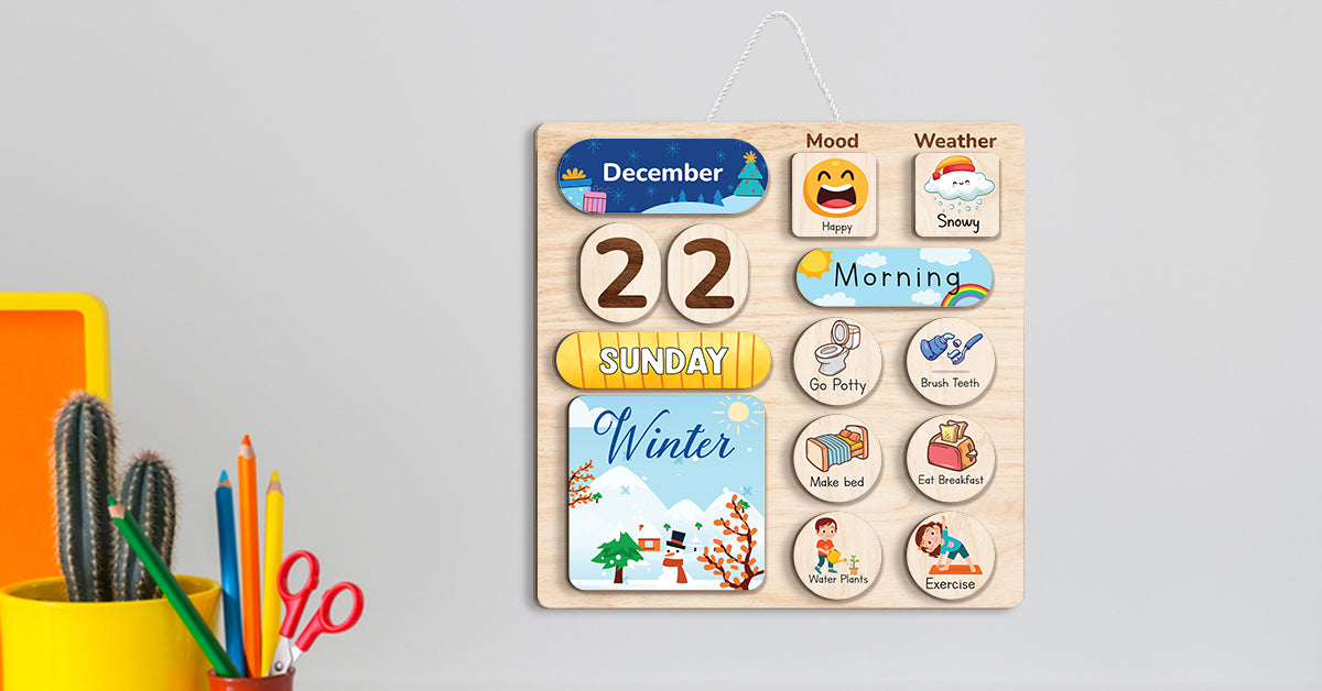 Wooden Daily Routine Chore Chart, Kid Calendar, Toddler Routine Chart, Behavior Chart For Kids