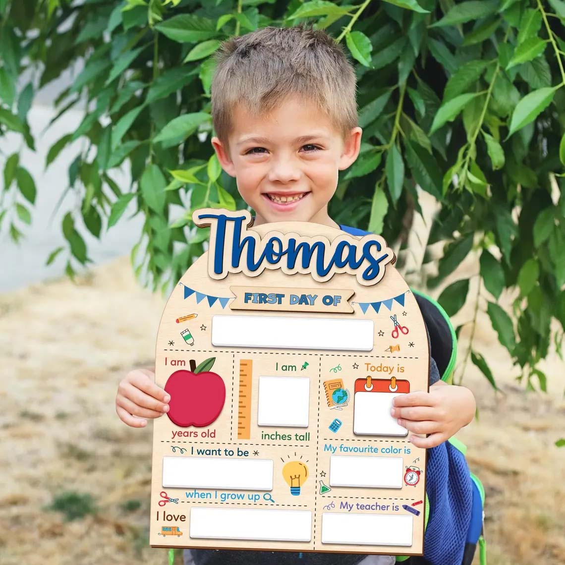Personalized First Day of School Sign, Last Day School Board, Custom Wooden Back to School Sign for Kids