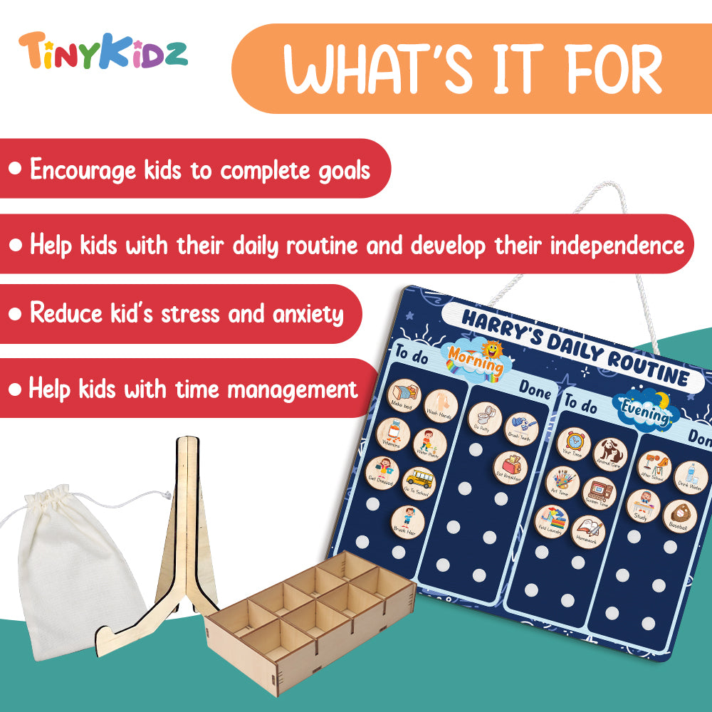 Personalized Wooden Daily Routine Chore Chart Chores For Boys, Toddler Routine Chart For Kids