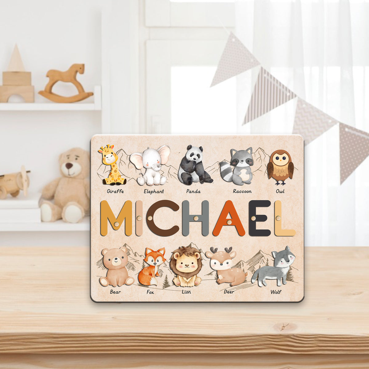 Animal Name Puzzle: Personalized Wooden Toys for Toddlers, Montessori Toys For Kids