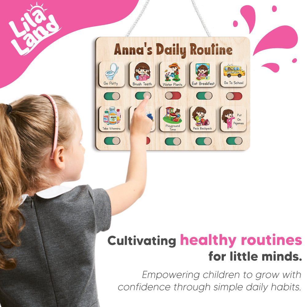 Visual Schedule For Kids With Autism, Wooden Routine For Kids, Chore Chart For Kids, Chore Chart for Toddlers 3-5
