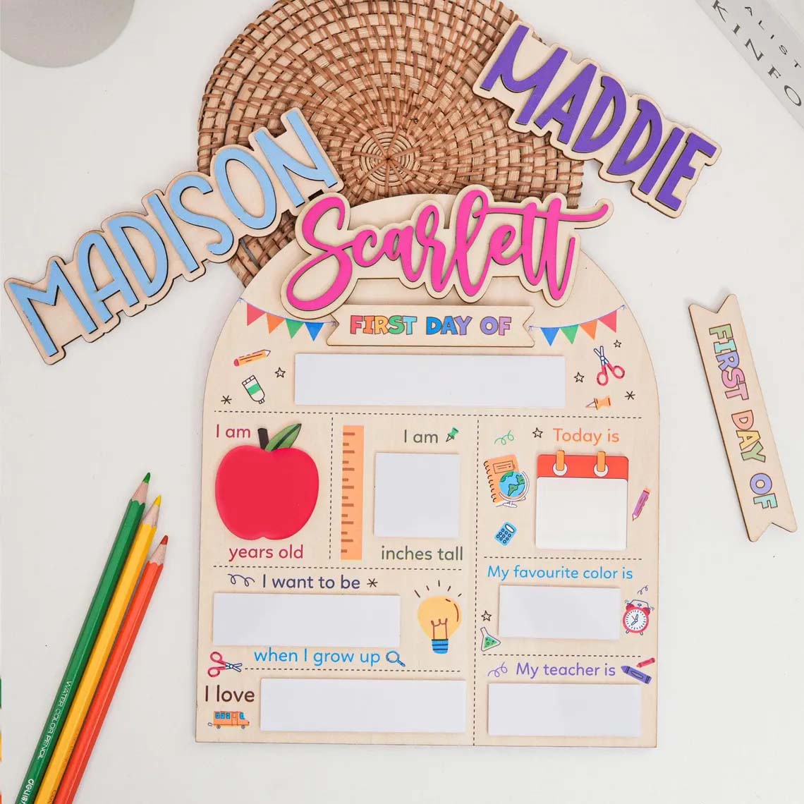 Personalized First Day of School Sign, Last Day School Board, Custom Wooden Back to School Sign for Kids