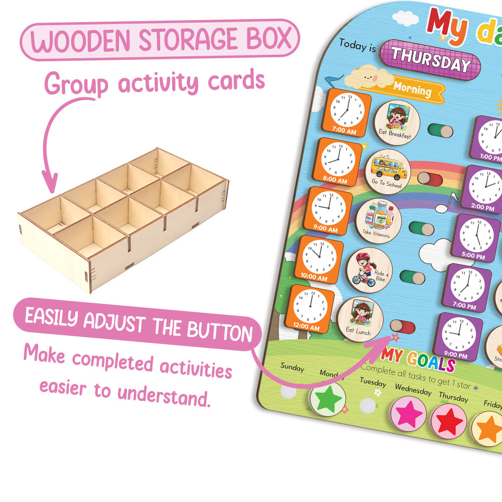 My Day Wooden Daily Routine For Kids, Chart Of Chores For Kids
