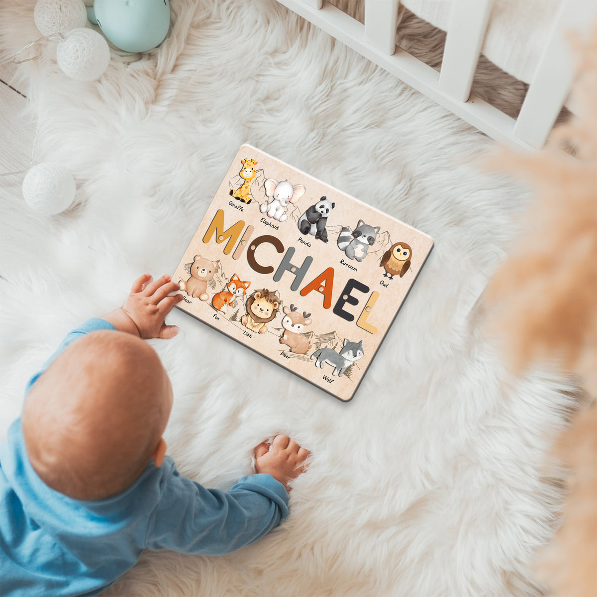 Animal Name Puzzle: Personalized Wooden Toys for Toddlers, Montessori Toys For Kids