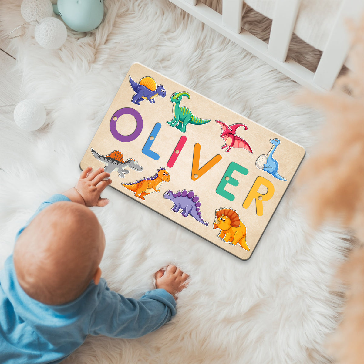 Personalized Dinosaur Toys Name Puzzle: Wooden 1st Birthday & Christmas Gift