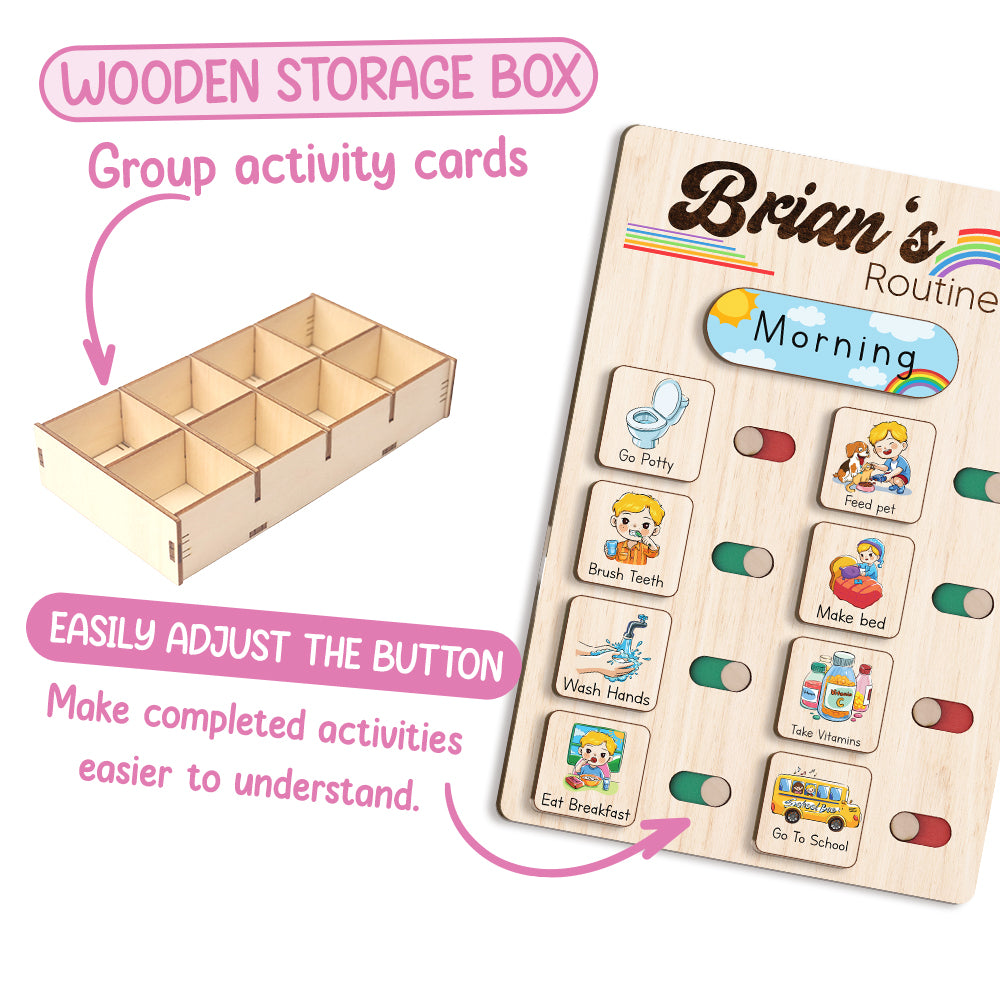 Personalized Wooden Toddler Routine Chart For Kids, Chart Of Chores For Kids, Behavior Chart For Kids