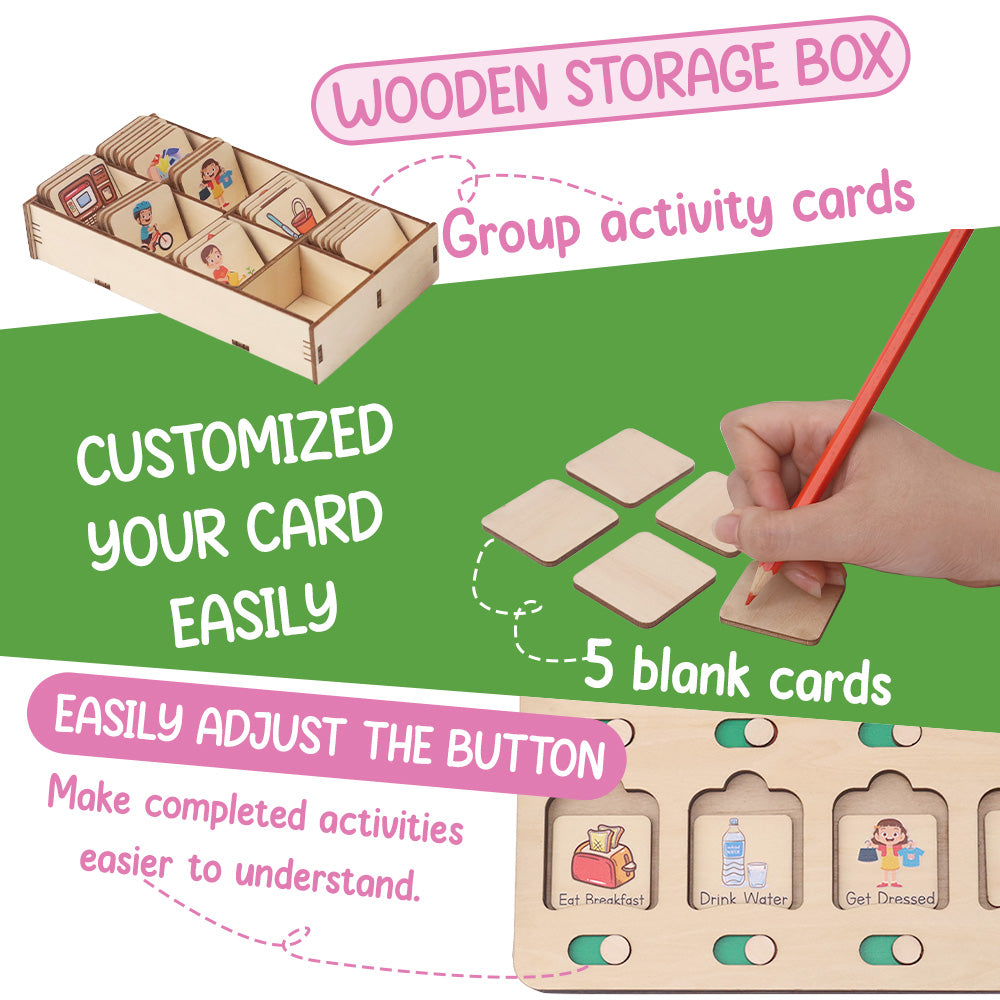 Personalized Toddler Chore Chart Wooden Calendar & Reward Board Custom Name