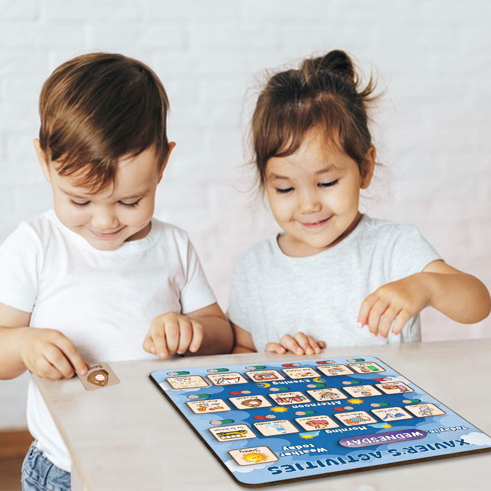 Personalized Wooden Daily Routine Today's Activities For Boyls, Chore Chart List For Kids, Toddler Routine Chart