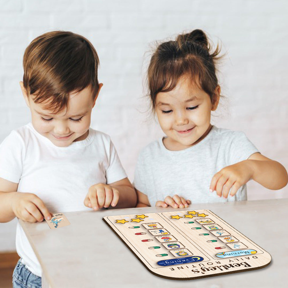 Kids Daily Routine With Stars, Chore Chart For Boys Girls Custom Name, Gift For Kids
