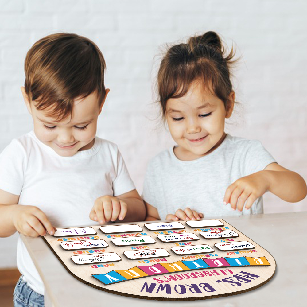 Personalized Wooden Birthday Chart Poster for Classroom, Birthday Calendar Class Birthday Chart Posters, Family Birthday Board