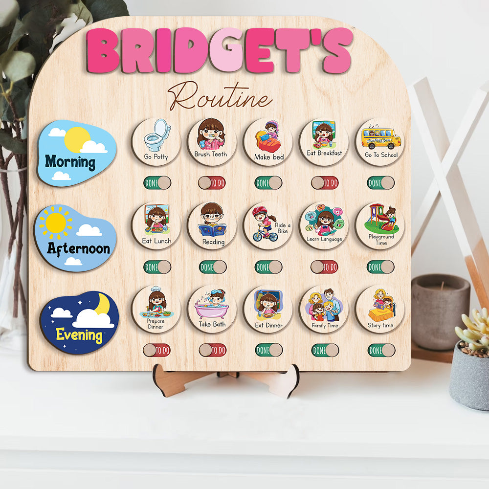 Toddler Routine Chart For Kids, Kids Checklist Chart Of Chores For Kids With Custom Name