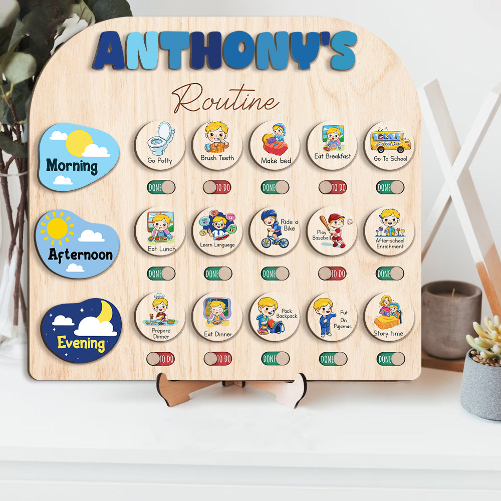 Toddler Routine Chart For Kids, Kids Checklist Chart Of Chores For Kids With Custom Name