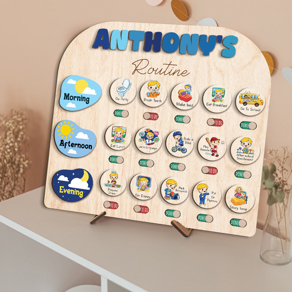 Toddler Routine Chart For Kids, Kids Checklist Chart Of Chores For Kids With Custom Name