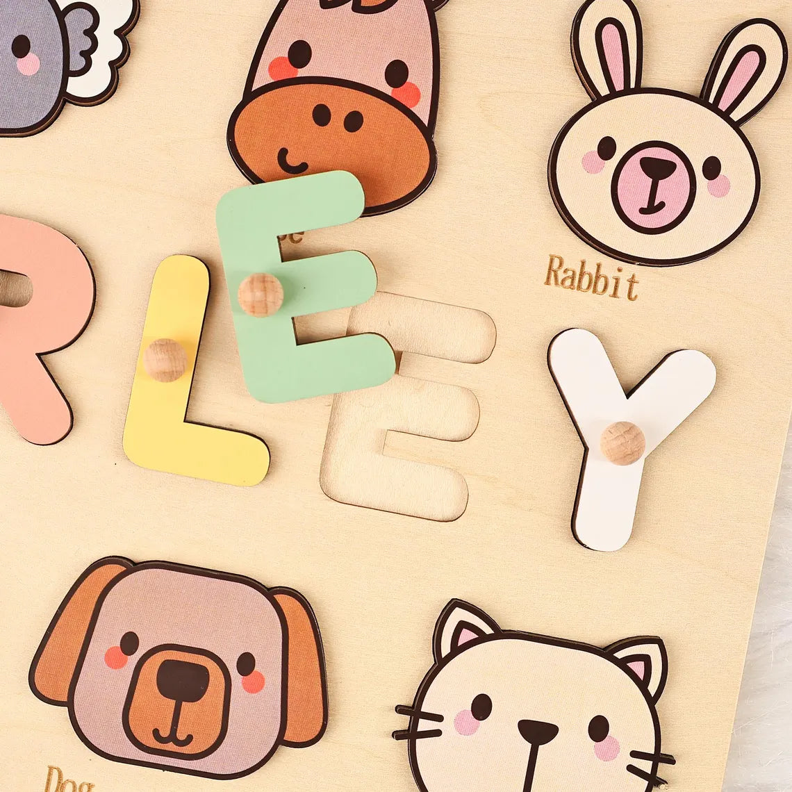 Animal Wooden Busy Board Puzzle, Personalized Name Puzzle Toy, Custom Gifts for Kids, Wooden Toys for Baby, Toddler Gift
