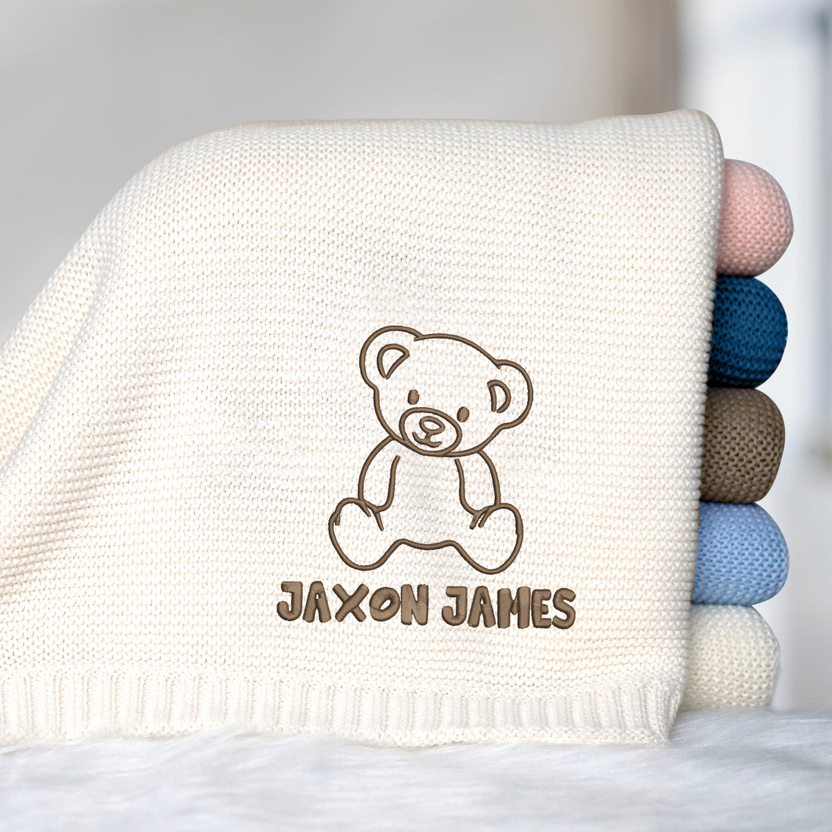 Animals Baby Blankets Embroidered, Personalized Baby Blanket for Boys Girls, Custom Baby Name Blankets, Embroidery Blankets