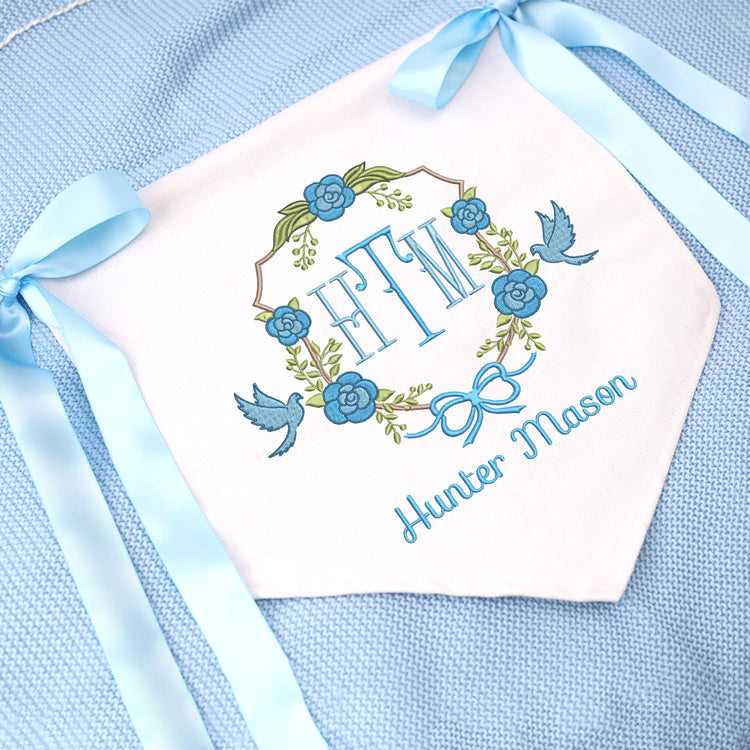 Baby Banner with BOWs, Personalized Baby Annoucement Sign, Baby Hospital Name Sign, Canvas Hanging Pennant Flag Baby Banner, Great gift for baby
