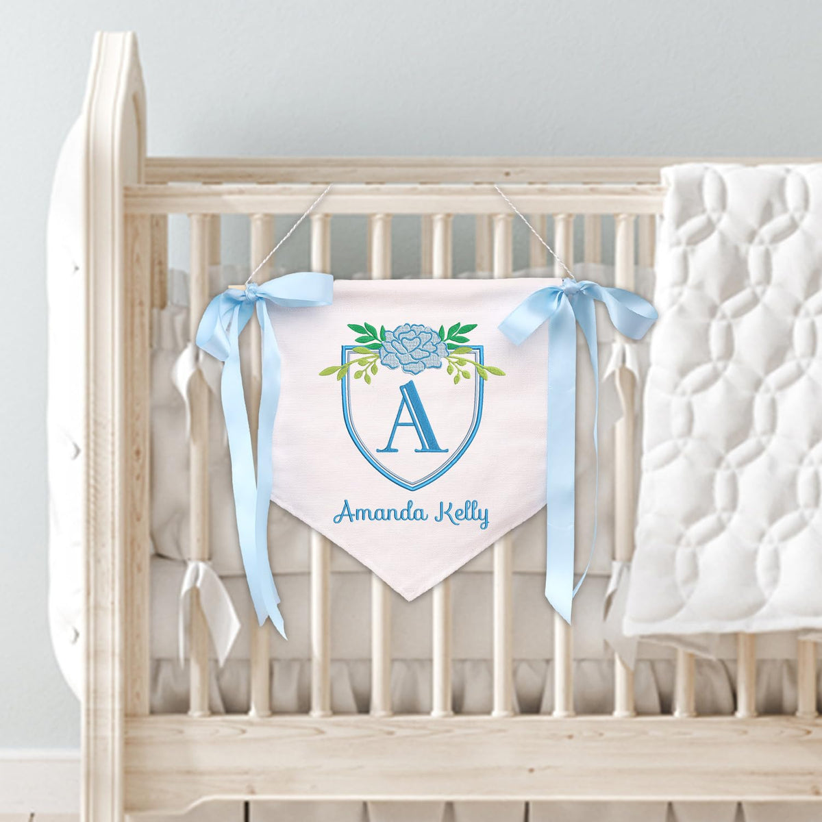 Baby Banner with BOWs, Personalized Baby Annoucement Sign, Baby Hospital Name Sign, Canvas Hanging Pennant Flag Baby Banner, Great gift for baby