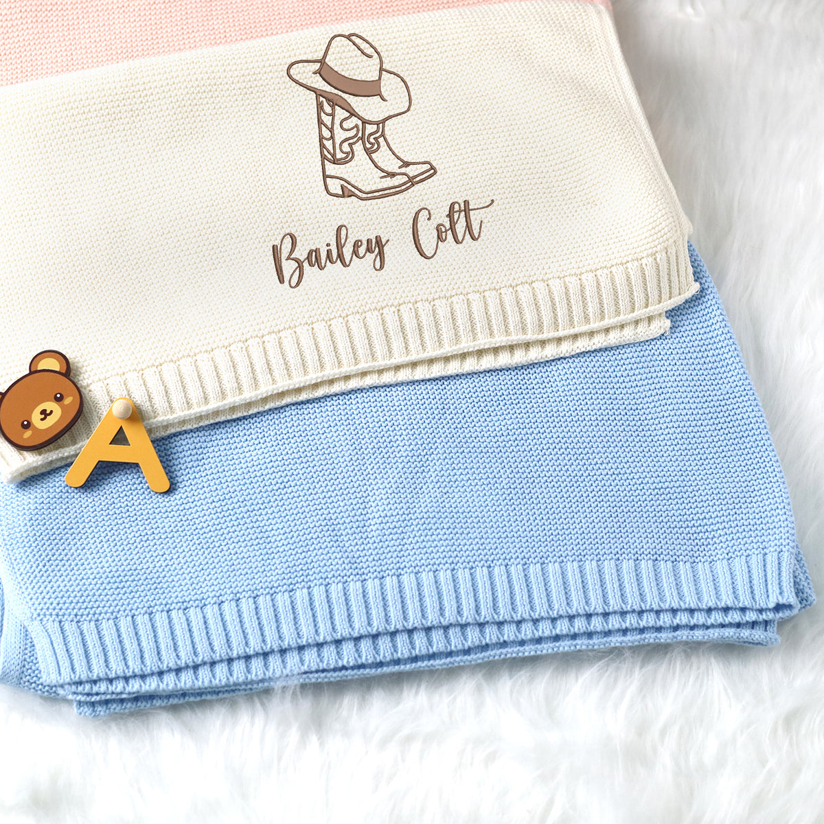 Baby Blankets Embroidered Name, Western Baby Stuff, Personalized Baby Blanket for Boys Girls, Custom Baby Name Blankets, Gift For Baby