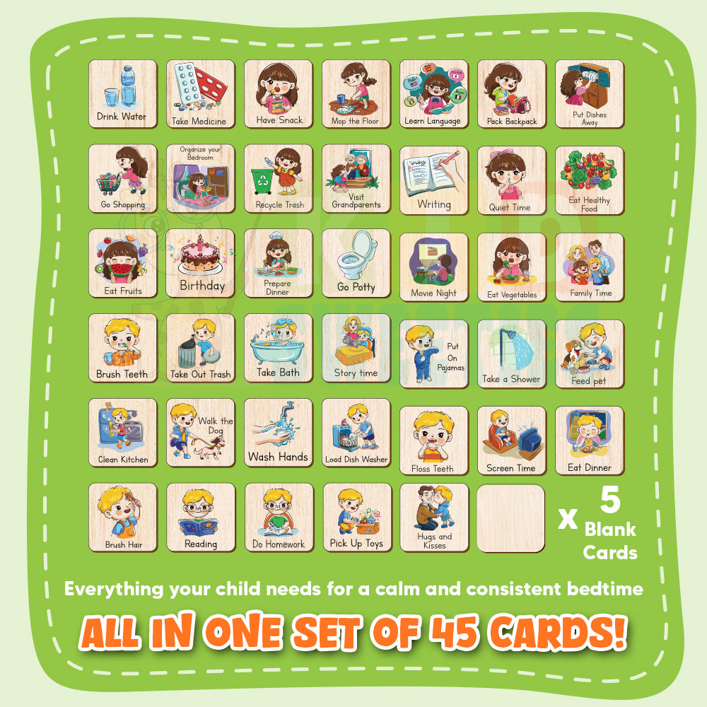 Bedtime Routine Chart for Toddler, Nighttime Routine Board for Kids, Visual Schedule Night to Do Chart, Wooden Schedule Board for Kids