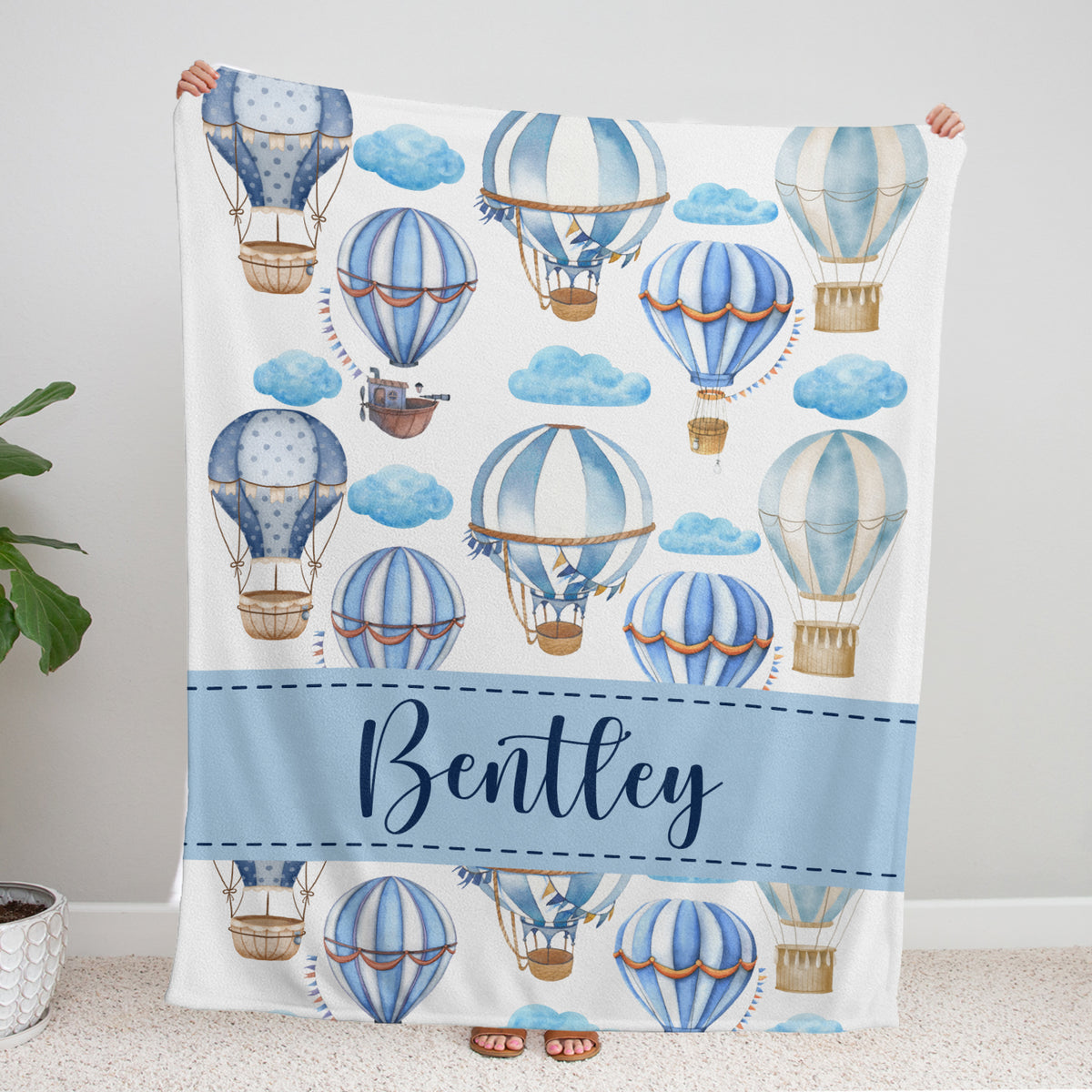 Blue Baby Blanket, Personalized Baby Blankets for Boys, Swaddle Blanket, Plush Blankets for Son Grandson Newborn Toddlers Kids