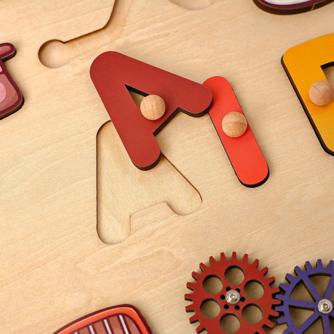 Circus Wooden Name Puzzle, Personalized Toddler Toy, Custom Gifts for Kids, Wooden Toys for Baby, Toddler Gift