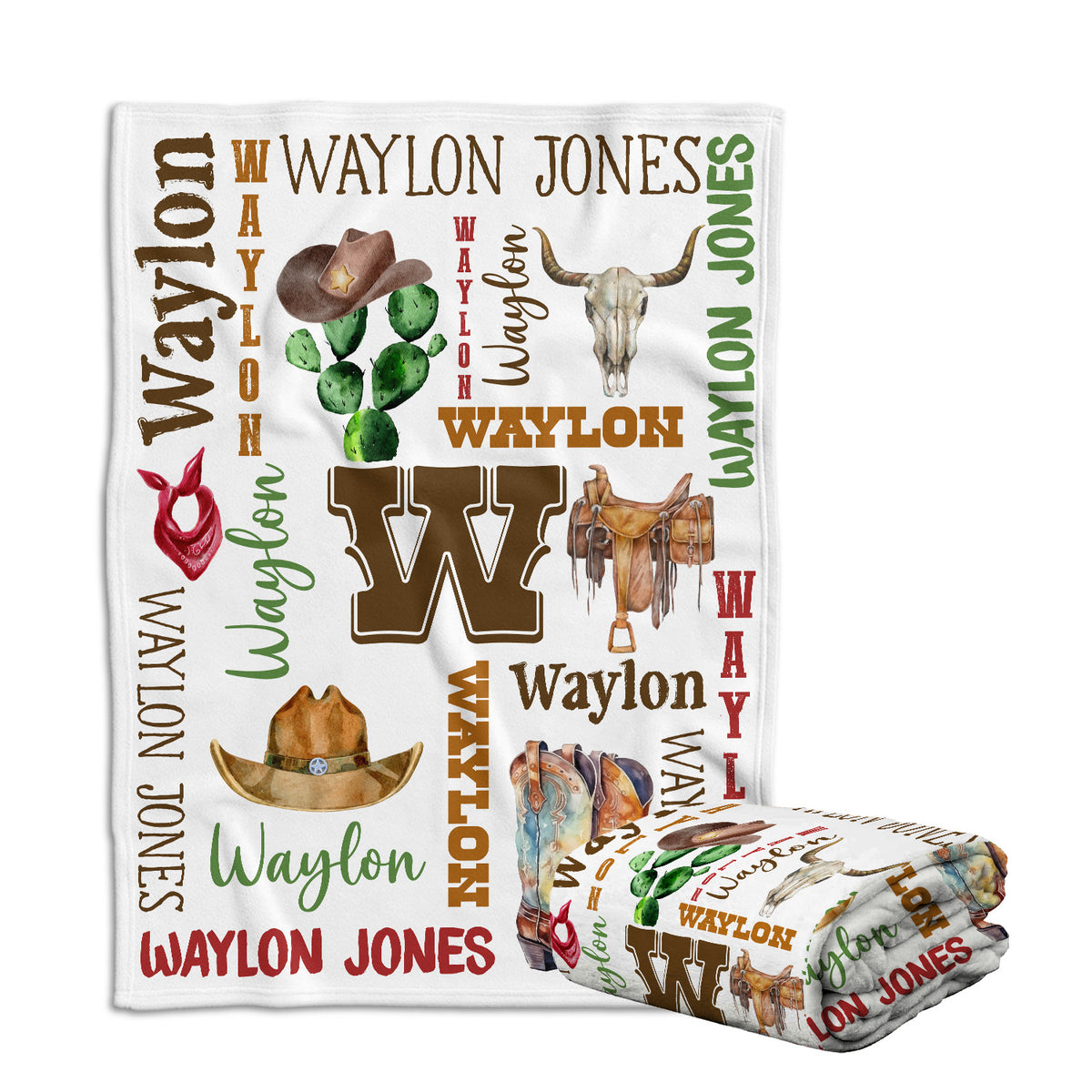 Cowboy Baby Blankets, Personalized Baby Blankets with Name, Custom Name Baby Blanket, Swaddle Baby Blanket, Crib