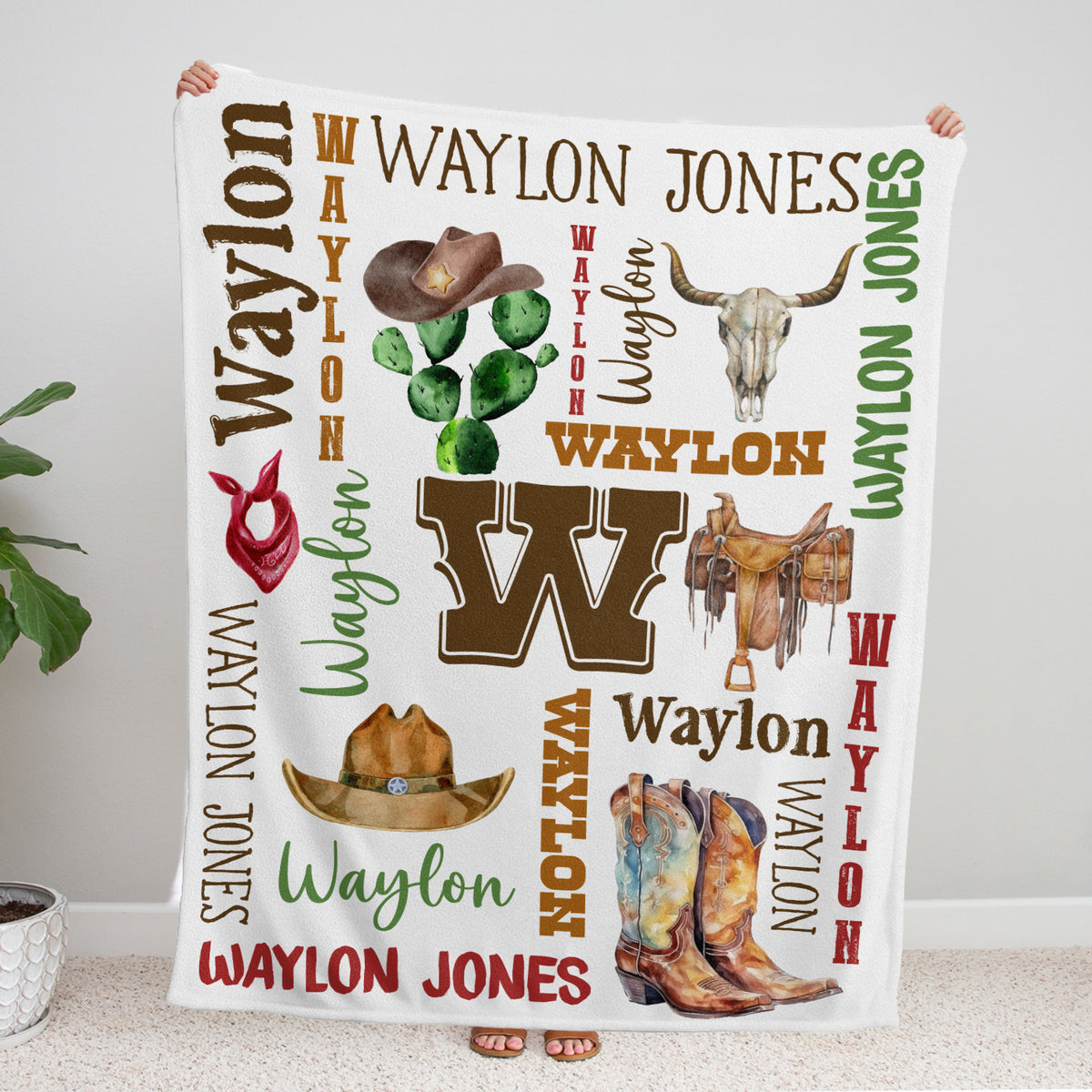 Cowboy Baby Blankets, Personalized Baby Blankets with Name, Custom Name Baby Blanket, Swaddle Baby Blanket, Crib