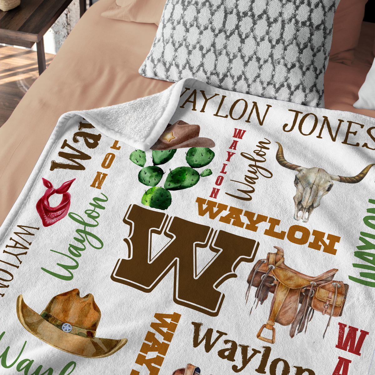 Cowboy Baby Blankets, Personalized Baby Blankets with Name, Custom Name Baby Blanket, Swaddle Baby Blanket, Crib