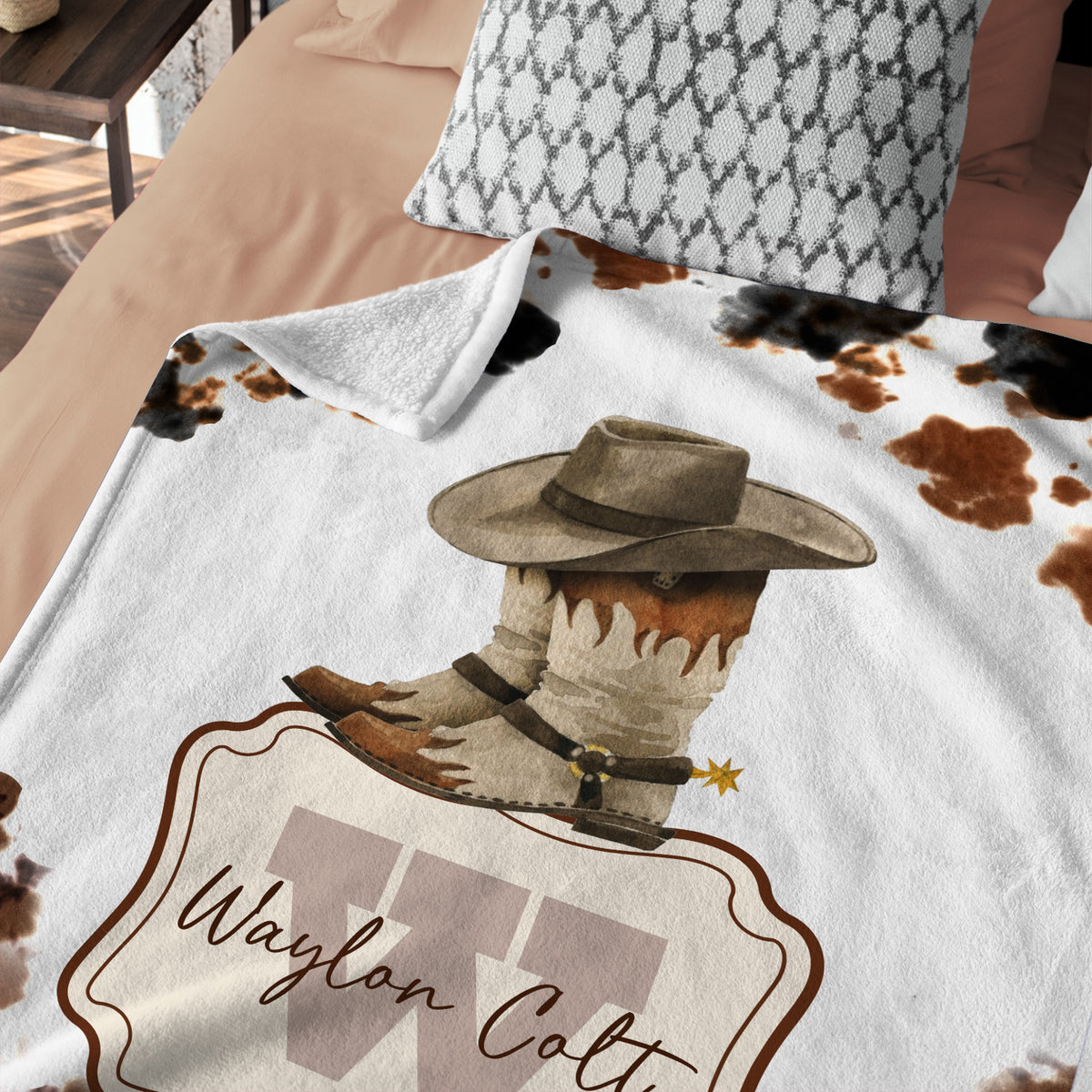Cowboy Baby Blankets, Personalized Baby Blankets with Name, Custom Name Baby Blanket, Swaddle Baby Blanket, Crib, Gift For Kids