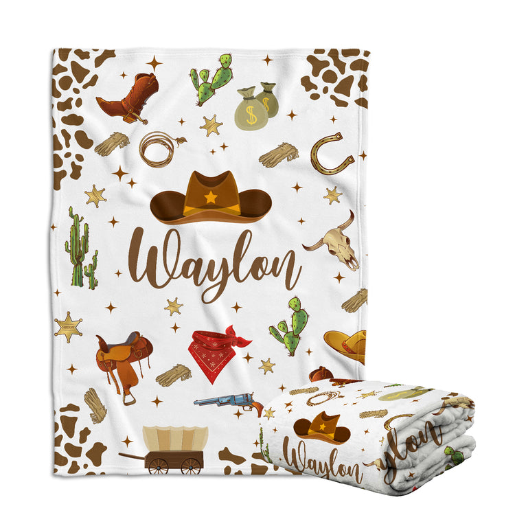 Cowboy Baby Blankets, Personalized Baby Blankets with Name, Swaddle Baby Blanket, Crib, Great Gift For Baby