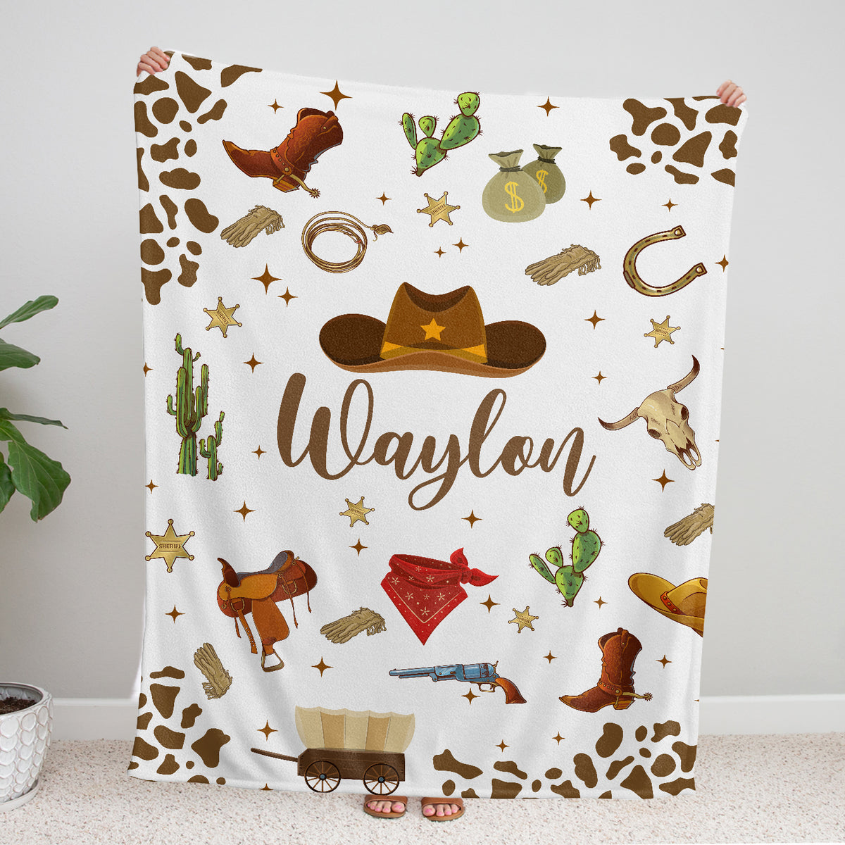 Cowboy Baby Blankets, Personalized Baby Blankets with Name, Swaddle Baby Blanket, Crib, Great Gift For Baby