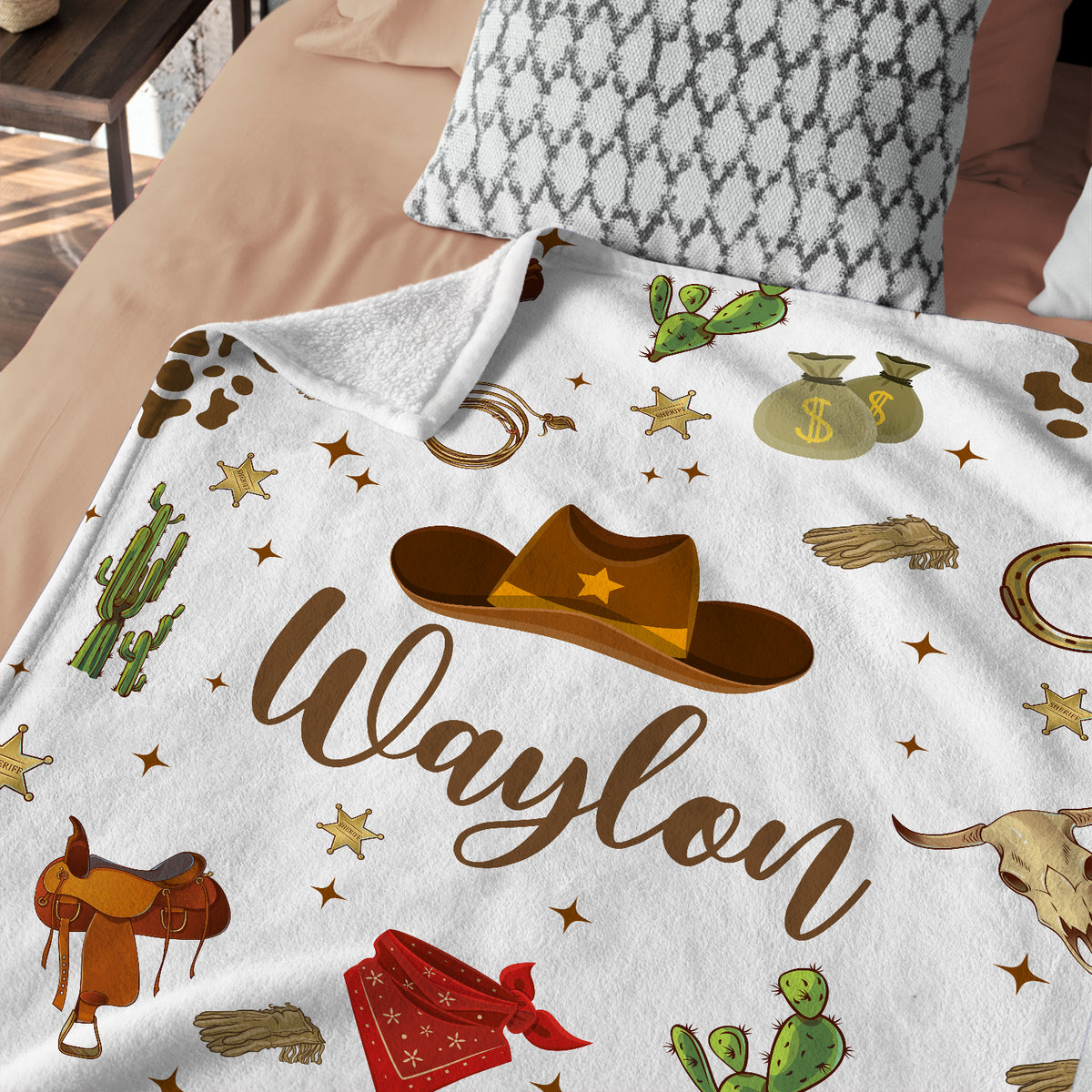 Cowboy Baby Blankets, Personalized Baby Blankets with Name, Swaddle Baby Blanket, Crib, Great Gift For Baby