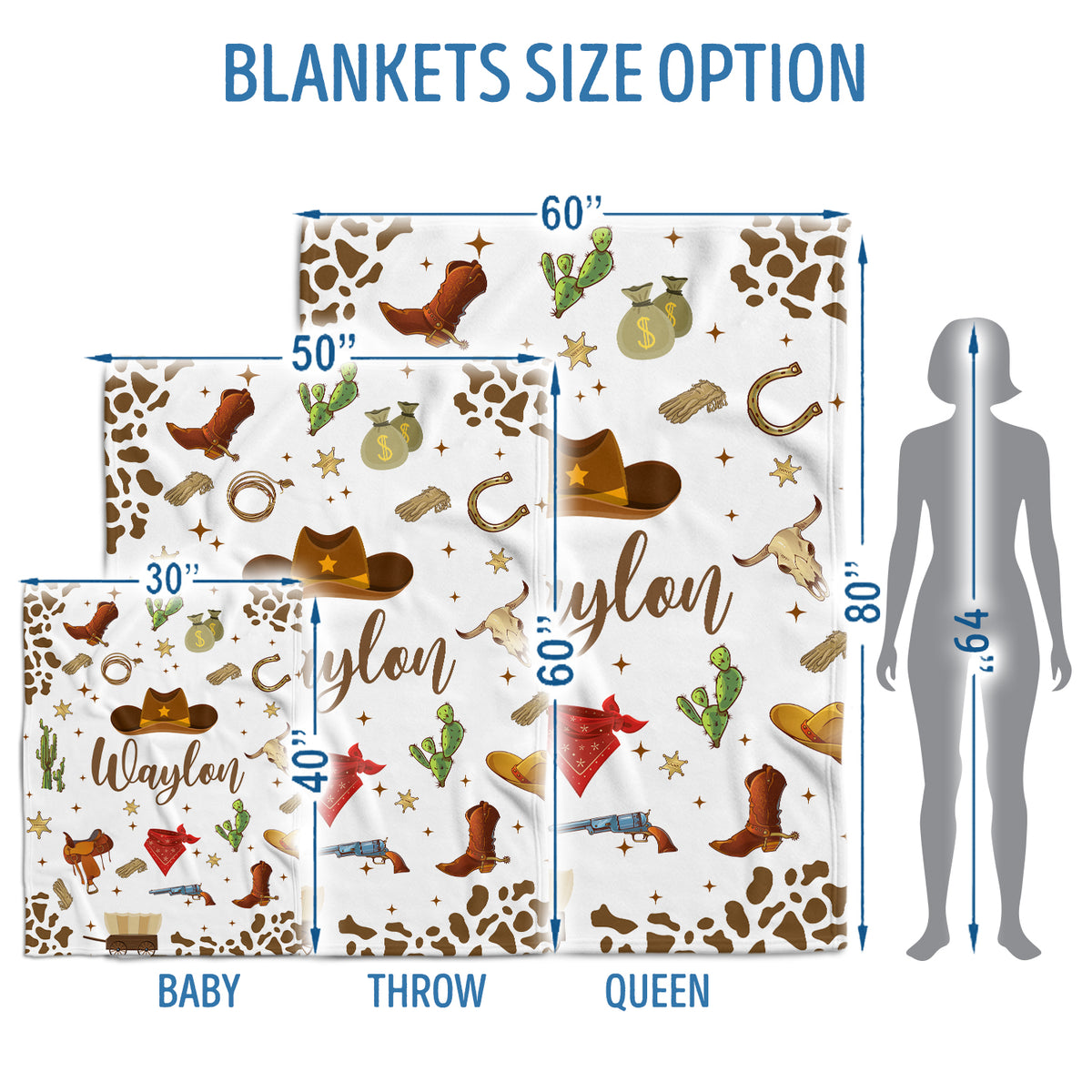 Cowboy Baby Blankets, Personalized Baby Blankets with Name, Swaddle Baby Blanket, Crib, Great Gift For Baby