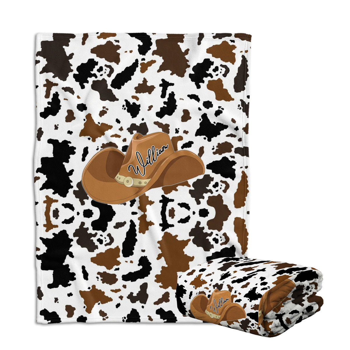 Cowhide Baby Blankets, Cow Print Personalized Baby Blankets for Boys, 3 Sizes Fleece Blankets for Infant Newborn Son Daughter