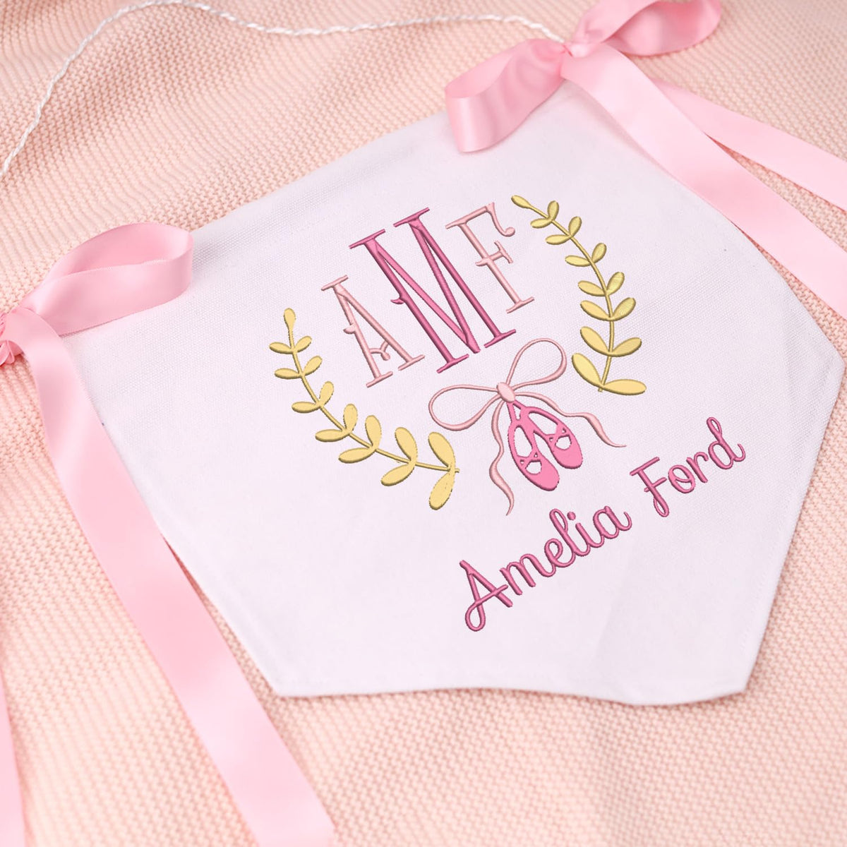 Custom Baby Banner and Shoes with Embroidered Name, Hospital Door Sign and Nursery Wall Decor, Baby Flag Custom Name